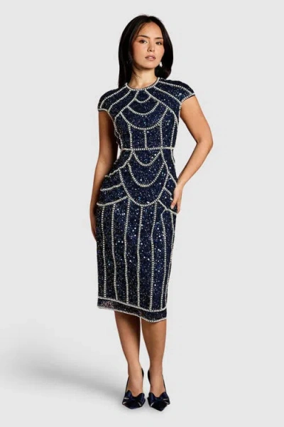 Coast Petite Embellished Midi Dress In Blue