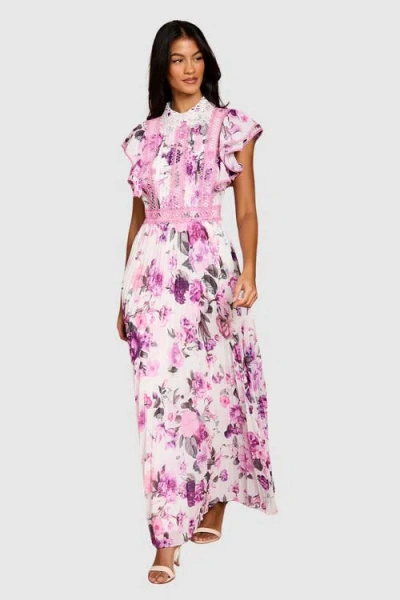 Coast Petite Lace Collar Frill Maxi Dress In Pink