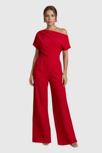 Coast Petite Off Shoulder Jumpsuit In Red
