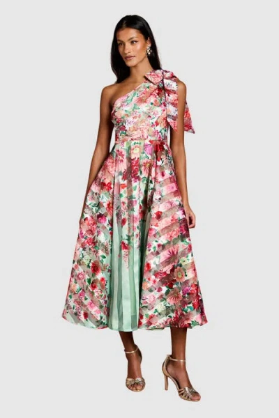 Coast Petite Organza One Shoulder Midi Dress In Multi