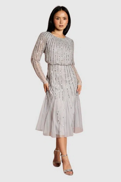 Coast Petite Party Sequin Midi Dress In Gray