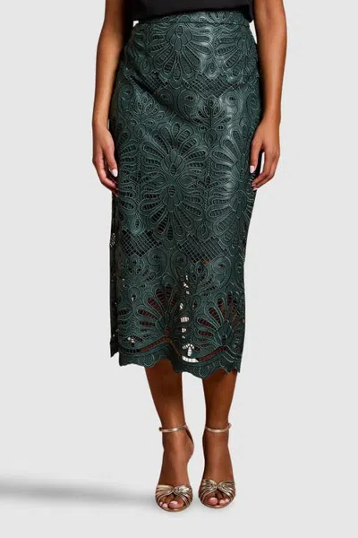 Coast Petite Pu Lace Midi Skirt In Green
