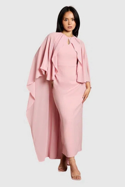Coast Petite Round Neck Cape Maxi Dress In Pink