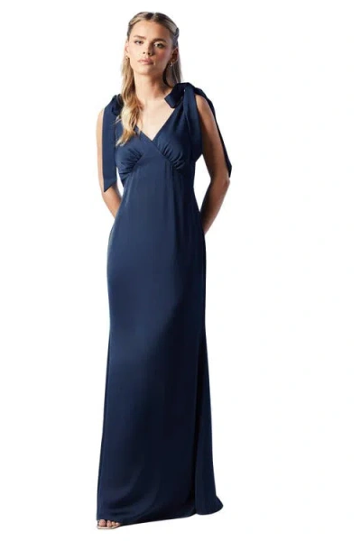 Coast Petite Satin Back Maxi Bridesmaid Dress In Blue