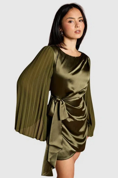 Coast Petite Satin Pleated Flare Mini Dress In Animal Print