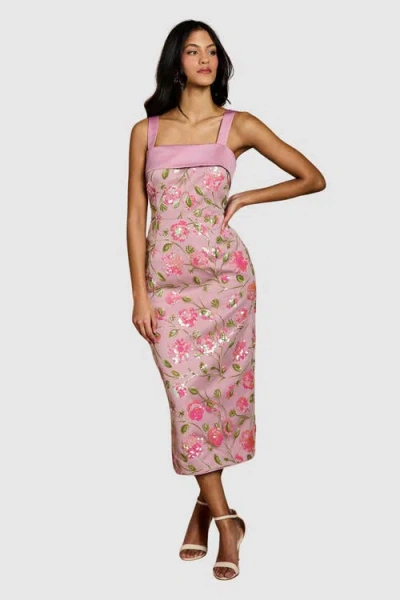 Coast Petite Sequin Floral Pencil Dress In Pink