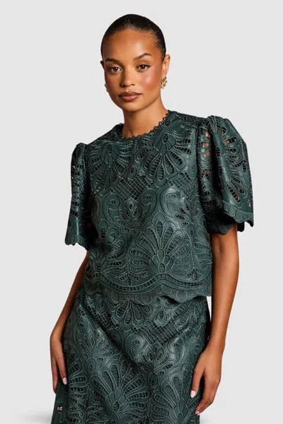 Coast Petite Short Sleeve Top In Green