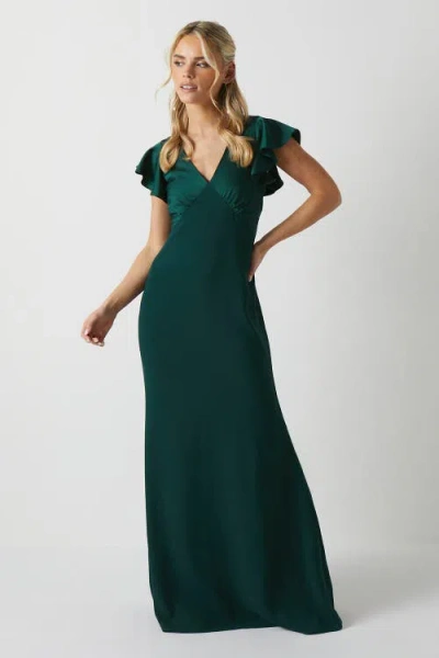 Coast Petite V-neck Maxi Bridesmaid Dress In Green