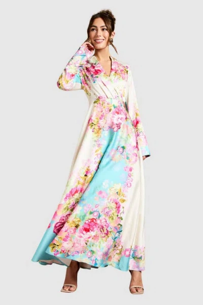 Coast Placement Print Wrap Front Gown In Multi