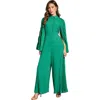 Coast Pleat Wide Leg Jumpsuit In Green