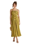 Coast Pleated Peplum Strappy Satin Dress In Burgundy