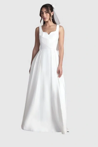 Coast Pleated Satin Maxi Dress In White