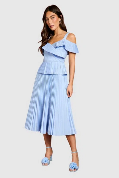 Coast Pleated V-neck Midi Dress In Brown