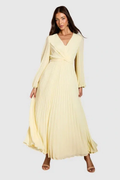 Coast Pleated Wrap V-neck Maxi Dress In Yellow