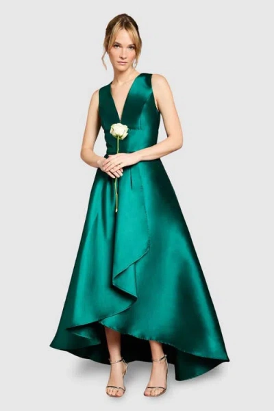 Coast Plunge Waterfall Maxi Dress In Green