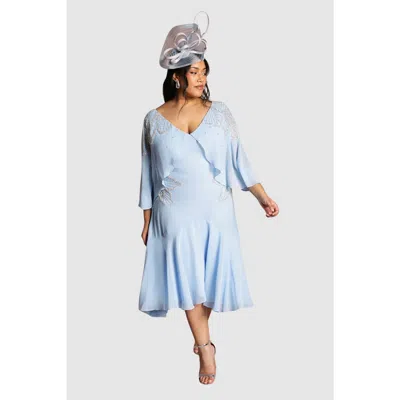 Coast Plus Cape Sleeve Midi Dress In Blue