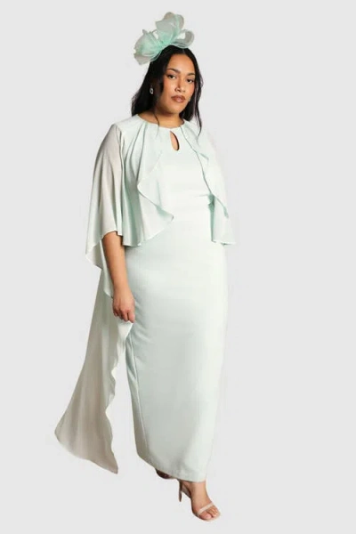 Coast Plus Chiffon Cape Maxi Dress In Blue