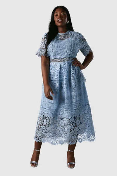 Coast Plus Embroidered Lace Midi Dress In Multi