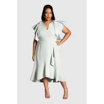 Coast Plus Flutter Sleeve Crepe Midi Dress In Blue