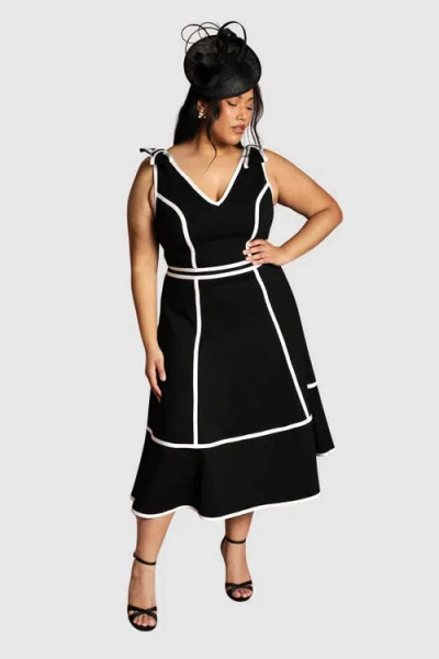 Coast Plus Ponte V-neck Midi Dress In Black