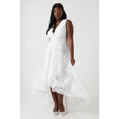 Coast Plus Size Plunge Neck Maxi Wedding Dress In White