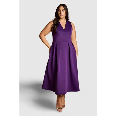 Coast Plus V-neck Plunge Midi Dress In Purple