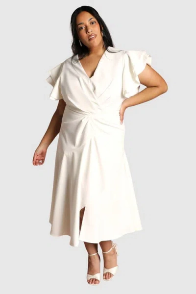 Coast Plus Wrap Midi Dress In White