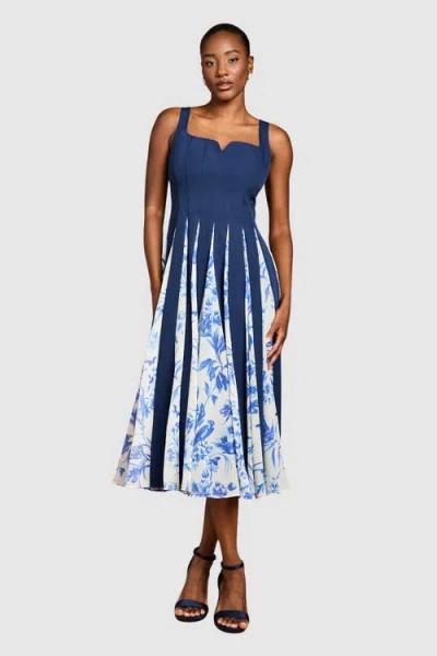 Coast Printed Crepe Midi Dress In Blue