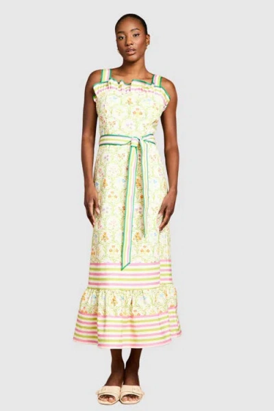 Coast Printed Ruffle Midi Dress In White