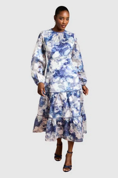 Coast Printed Volume Fit And Flare Dress In Multi