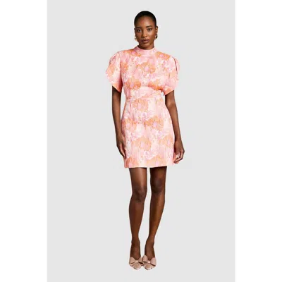 Coast Puff Sleeve Jacquard Mini Dress In Pink