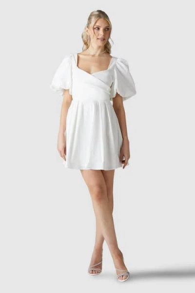 Coast Puff Sleeve Mini Wedding Dress In White