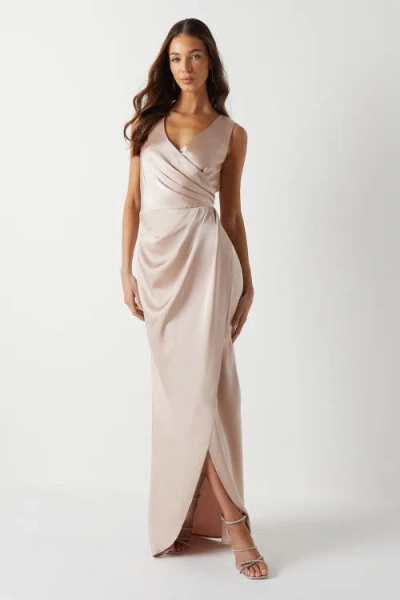 Coast Ruched Satin Bridesmaid Dress In Gray