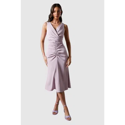 Coast Ruched Vee Dress In Purple