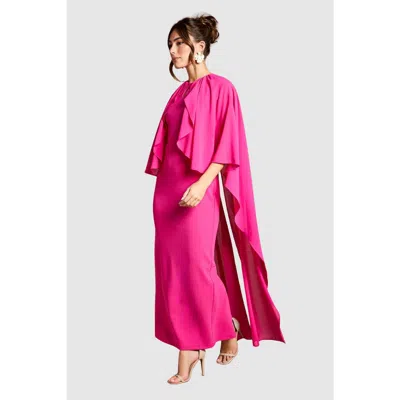 Coast Ruffle Chiffon Cape Crepe Maxi Dress In Pink