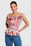 Coast Ruffled Square Neck Peplum Blouse In Multi