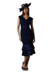 Coast Satin Back Crepe Dress With Peplum In Blue