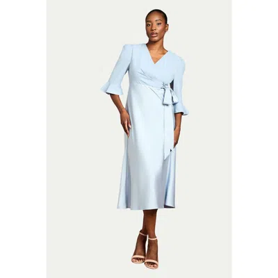Coast Satin Back Crepe Wrap Dress In Blue