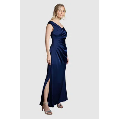 Coast Satin Bardot Maxi Dress In Blue