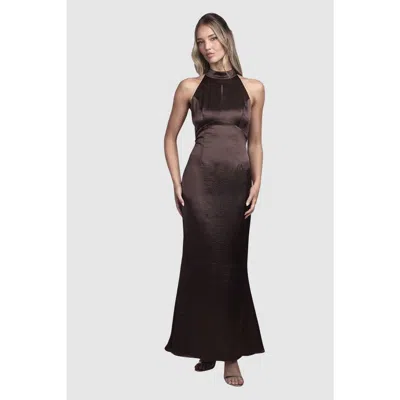 Coast Satin Halter Maxi Bridesmaid Dress In Brown