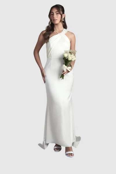 Coast Satin Halter Neck Fishtail Dress In White