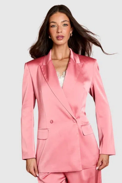 Coast Satin Longline Blazer In Pink