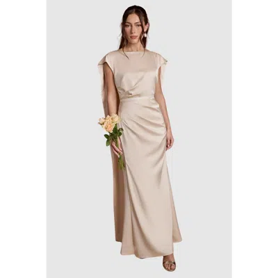 Coast Satin Tie Back Maxi Dress In Neutral