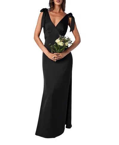 Coast Satin Tie Shoulder Maxi Bridesmaid Dress In Black