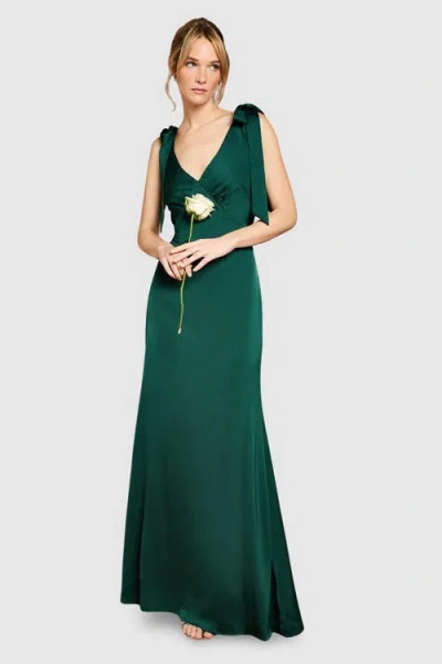 Coast Satin Tie-shoulder Maxi Dress In Green
