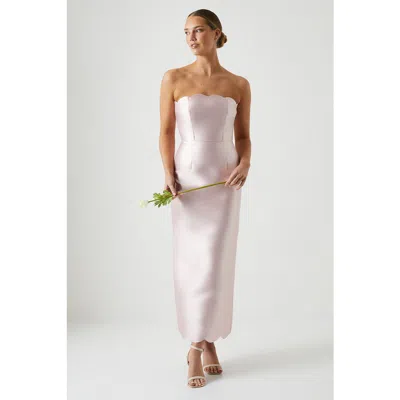 Coast Scallop Twill Column Bridesmaids Dress In Pink
