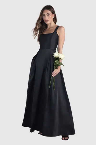 Coast Scoop Neck Full Skirted Twill Maxi Dress In Black