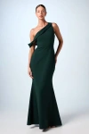Coast Scuba Crepe Black Tie Dress In Green