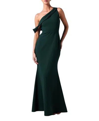 Coast Scuba Crepe Black Tie Dress In Green