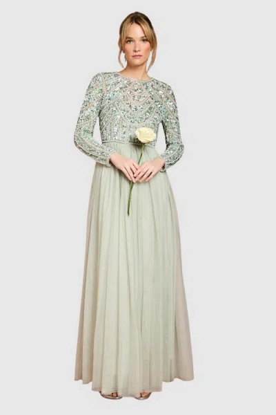Coast Sequin Bodice Tulle Skirt Maxi Dress In Green